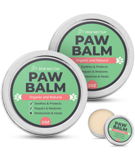 2-Pack Paw Nectar Dog Paw Balm, 4 Oz Heals, Repairs & Restores Dry, Cracked & Damaged Paws 100% Organic & Natural Cream Butter Wax Moisturizer for Dog Feet & Foot Pads