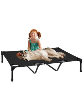 FIOCCO Elevated Dog Bed - Dog Cot with Chew Proof Mesh for Large Dogs, Waterproof Washable Raised Dog Bed, Portable Dog Bed for Outdoor Use, Dog Cots Beds, Black