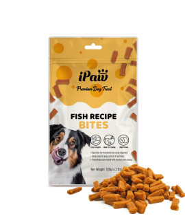iPaw Dog Treats for Puppy Training, All Natural Human Grade Dog Treat, Hypoallergenic, Easy to Digest (Fish Bites)