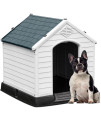YITAHOME 28.5'' Large Plastic Dog House Outdoor Indoor Doghouse Puppy Shelter Water Resistant Easy Assembly Sturdy Dog Kennel with Air Vents and Elevated Floor (28.5''L*26''W*28''H, Gray)