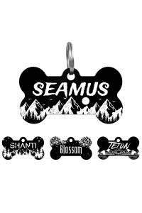 Black Bone Dog Tags and White Laser Engraved Dog Name Tag, Custom Pet ID Tag for Dogs & Cats, Personalized Dog Cat ID Tag, Cute Durable Pet Collar Name Tags