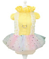 MaruPet Fashion Sweet Puppy Dog Lace Princess Skirt Pet Dog Lace Cake Camisole Tutu Dress Yellow M