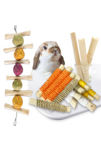 Dbeans Flourithing Natural Grass Weave Bunny Chew Toys with Fresh Sweet Bamboo Sticks - Rabbit Treats and Chews for Bunnies, Rabbit Toys, Bunny Toys, Chinchilla Toys