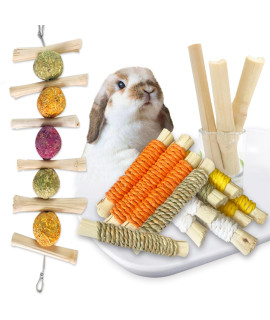 Dbeans Flourithing Natural Grass Weave Bunny Chew Toys with Fresh Sweet Bamboo Sticks - Rabbit Treats and Chews for Bunnies, Rabbit Toys, Bunny Toys, Chinchilla Toys