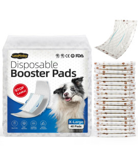 Leopinky Disposable Dog Diaper Booster Pads XL - 40 Count, Dog Diaper Liners for Male & Female Dogs, Inserts fit Most Puppy Diapers - Pet Belly Bands and Male Dog Wraps (Paws)