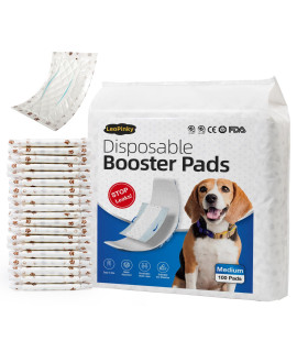 Leopinky Disposable Dog Diaper Booster Pads M - 100 Count, Dog Diaper Liners for Male & Female Dogs, Inserts fit Most Puppy Diapers - Pet Belly Bands and Male Dog Wraps