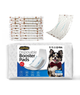 Leopinky Disposable Dog Diaper Booster Pads XS - 100 Count, Dog Diaper Liners for Male & Female Dogs, Inserts fit Most Puppy Diapers - Pet Belly Bands and Male Dog Wraps (Paws)
