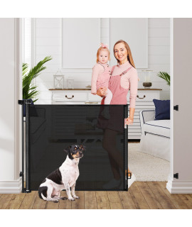 Retractable Dog Gates for The House 60?Wide Retractable Baby Gates for Dog Indoor Dog Gate for Stairs Dog Gates for Doorways Porch Gates Outdoor Gate for Deck Mesh Dog Gate Outdoor Dog Gate for Decks