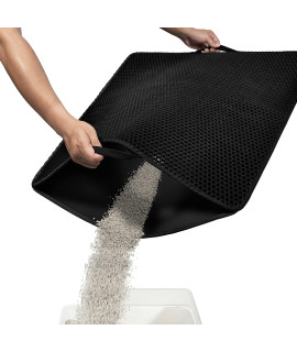 Conlun Cat Litter Mat Kitty Litter Trapping Mat 31 x26 Honeycomb Double Layer, Urine Waterproof, Easier to Clean, Litter Box Mat Scatter Control, Less Waste, Soft on Paws, Non-Slip