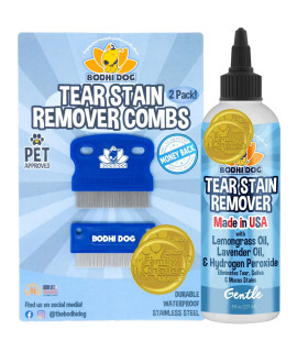 Bodhi Dog Tear Eye Combs Removes Stains for Dogs and Cats Clean and Remove Crust, Dirt, Buildup around Pet Eyes Safe & Gentle on Delicate Fur (Tear Eye Combs Bundle, Set of Two)