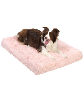 MIHIKK Large Dog Bed, Orthopedic Egg Crate Foam Dog Bed with Removable Washable Cover, Waterproof Dog Mattress Nonskid Bottom, Comfy Anti Anxiety Pet Bed Mat, 35x22 inch, Pink