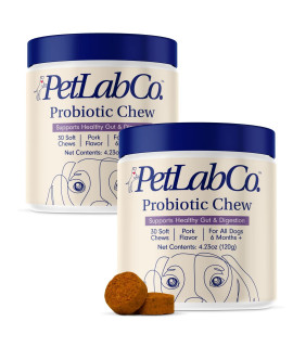 PetLab Co. Probiotics for Dogs, Support Gut Health, Diarrhea, Digestive Health & Seasonal Allergies - Pork Flavor - 30 Soft Chews - Packaging May Vary (Value 2-Pack)