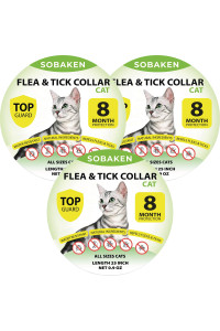 Flea Collar for Cats, Flea and Tick Prevention for Cats, Natural Cat Flea Collar, One Size Fits All, 13 inch 8 Month Protection - 3 Pack