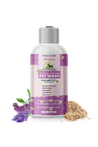 5 in 1 Oatmeal Lavender-Lilac Dog Shampoo and Conditioner 17oz-Organic Soap/Sulfate Free-Deshed Moisturizer for Dandruff Allergies & Itchy Dry Sensitive Skin-Grooming for Smelly Puppy-Pro Pet Works
