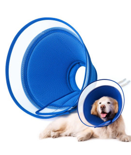 YUNXANIW Dog & cat Recovery collars, Soft Elizabethan cone collars for SurgeryBreathable Mesh Recovery collar, Soft Adjustablet Dog cones and cat cones for After Surge (XL, BLUE)