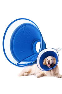 YUNXANIW Dog & cat Recovery collars, Soft Elizabethan cone collars for SurgeryBreathable Mesh Recovery collar, Soft Adjustablet Dog cones and cat cones for After Surge (S, BLUE)