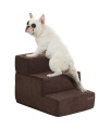 Lesure Dog Stairs for Small Dogs - Pet Stairs for Beds and Couch, Folding Pet Steps with CertiPUR-US Certified Foam for Cat and Doggy, Non-Slip Bottom Dog Steps, Brown, 3 Steps