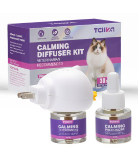 Tcllka Cat Calming Pheromone Diffuser Effectively Relieve Anxiety Stress Cat Calming Diffuser Comfort for Cats Refill Reduce Fighting Spraying and Scratching Calm Relaxing 48ml/Bottle Fits All Cats