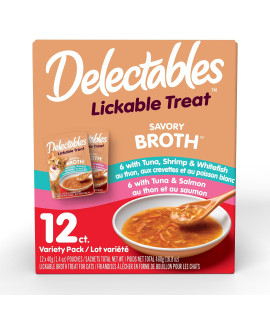 Hartz Delectables Savory Broths Variety Lickable Wet Cat Treats, 24 Count
