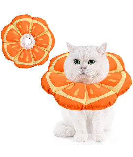 Avont Cat Cone Collar Soft, Adjustable Recovery E Collar Alternative for Cats Kittens Puppies, Elizabethan Neck Cone of Shame to Prevent Licking Biting After Surgery Protect Wounds -Tangerine(S)