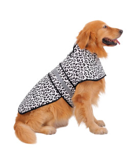 HDE Dog Raincoat Hooded Slicker Poncho for Small to X-Large Dogs and Puppies Snow Leopard - L