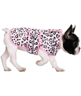 HDE Dog Raincoat Hooded Slicker Poncho for Small to X-Large Dogs and Puppies Leopard Hearts - S