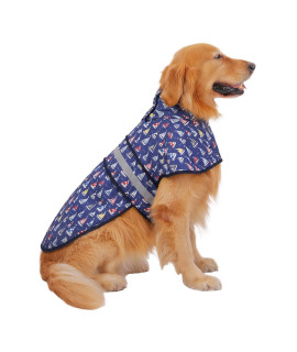 HDE Dog Raincoat Hooded Slicker Poncho for Small to X-Large Dogs and Puppies Nautical Boats - XL
