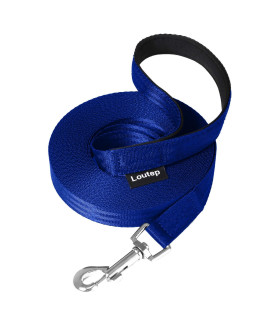 Loutep Dog Training Leash 15ft 20ft 30ft 50ft 100ft - Extra Long Dog Leash Heavy Duty with Padded Handle for Small Medium & Large Dogs - Training Yard Sport Outdoor Walking Puppy Recall (Blue)