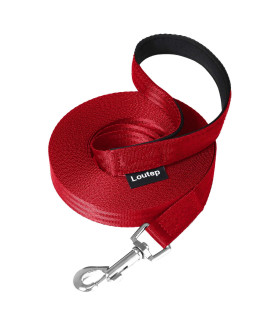 Loutep Dog Training Leash 15ft 20ft 30ft 50ft 100ft - Extra Long Dog Leash Heavy Duty with Padded Handle for Small Medium & Large Dogs - Training Yard Sport Outdoor Walking Puppy Recall (Red)