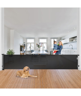 130 Inch Extra Wide Retractable Gate for Extra Wide Openings Pet Gates for Dogs Indoor Retractable Baby Gates Outdoor Retractable Dog Gate Long Baby Gate Large Dog Gate for Stairs, Doorways, Black