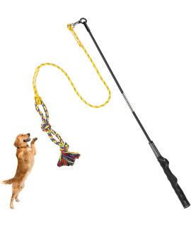 DIBBATU Flirt Pole for Dogs, Interactive Dog Toys for Large Medium Small Dogs Chase and Tug of War, Dog Teaser Wand with Lure Chewing Toy for Outdoor Exercise & Training