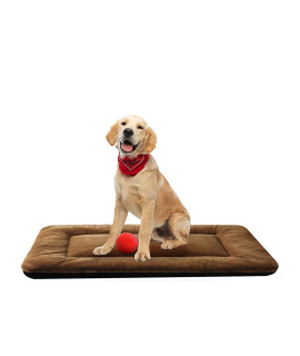 Dog Beds Crate Pad for Medium/Large Dogs Fit Metal Dog Crates,Ultra Soft Dog Crate Bed Washable & Anti-Slip Kennel Pad for Dogs Cozy Sleeping Mat,Brown 36inch
