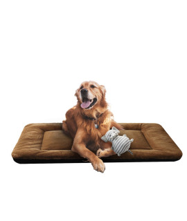 Dog Beds Crate Pad for Large Dogs Fit Metal Dog Crates,Ultra Soft Dog Crate Bed Washable & Anti-Slip Kennel Pad for Dogs Cozy Sleeping Mat,Brown 42inch