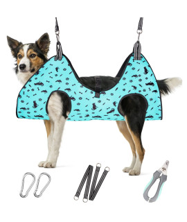 ATESON Dog Grooming Hammock - Pet Harness for Grooming Nail Trimming (L 50lb), Dog Sling for Nail Clipping, Dog Hanging Holder for Cutting Nail with Nail Clippers