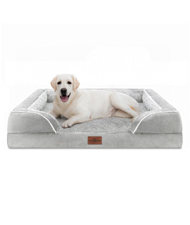 Comfort Expression Jumbo Dog Bed for Extra Large Dogs, Waterproof Orthopedic Dog Bed, Jumbo Breed Dog Bed, Durable PV Washable Dog Sofa Bed White, Large Dog Bed with Removable Cover with Zipper