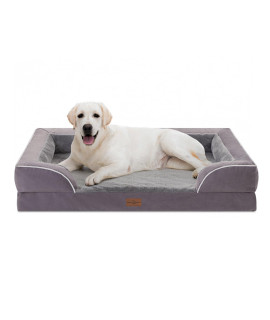 Comfort Expression Jumbo Dog Bed for Extra Large Dogs, Waterproof Orthopedic Dog Bed, Durable PV Washable Dog Sofa Bed Purple, Large Dog Bed with Removable Cover