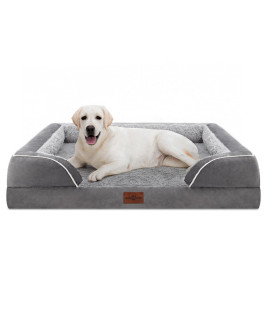 Comfort Expression Jumbo Dog Bed for Extra Large Dogs, Waterproof Orthopedic Dog Bed, Jumbo Breed Dog Bed, Durable PV Washable Dog Sofa Bed Grey, Large Dog Bed with Removable Cover with Zipper