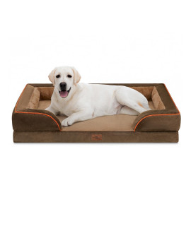 Comfort Expression Jumbo Dog Bed for Extra Large Dogs, Waterproof Orthopedic Dog Bed, Jumbo Breed Dog Bed, Durable PV Washable Dog Sofa Bed Brown, Large Dog Bed with Removable Cover with Zipper