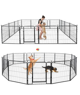 Kfvigoho Dog Playpen Outdoor 16 Panels Heavy Duty Dog Pen 47 Height Puppy Playpen Anti-Rust Exercise Fence with Doors for Large/Medium/Small Pet Dogs Play for RV Camping Yard, Total 42FT, 140 Sq.ft