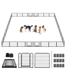 Kfvigoho Dog Playpen Outdoor 32 Panels Heavy Duty Dog Pen 24 Height Puppy Playpen Indoor Anti-Rust Exercise Fence with Doors for Small Pet Play for RV Camping Yard, Total 84FT, 561 Sq.ft