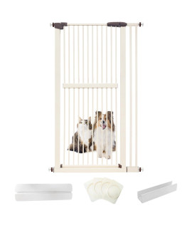 Lumizone Extra Tall Pet Gate 61.02 High Pressure Mounted 34.06-38.38 Extra Wide (9 Sizes) 1.37 Gap for Cat Dog Children Stairs Doorway Hallway No Drilling Auto-Close (34.06-38.38, Cream White)