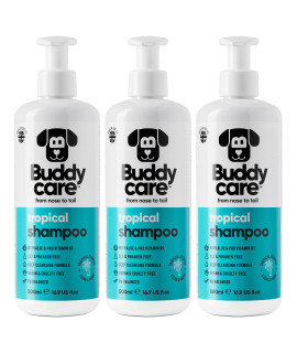 Tropical Dog Shampoo by Buddycare Deep cleansing Shampoo for Dogs Tropical Scented with Aloe Vera and Pro Vitamin B5 (5072oz)