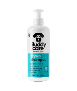 Tropical Dog Shampoo by Buddycare Deep cleansing Shampoo for Dogs Tropical Scented with Aloe Vera and Pro Vitamin B5 (1690oz)