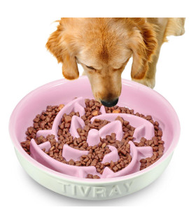 Tivray Slow Feeder Dog Bowls Large Breed, 3 Cups Dog Bowl Slow Feeder Ceramic Dog Slow Feeder Bowl, Puzzle Dog Food Bowls Slow Feeder Bowl for Fast Eaters, Slow Eating Dog Bowl for Medium Large Dogs