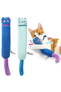 Pawaboo Cat Toys, 2 Pack Catnip Toys with Bell and Crinkle Paper, Soft and Durable Kitten Toys, Interactive Cat Toys for Indoor Cats, Cat Plush Kicker Toys for Kittens Kitty, Cute Cat Stuff