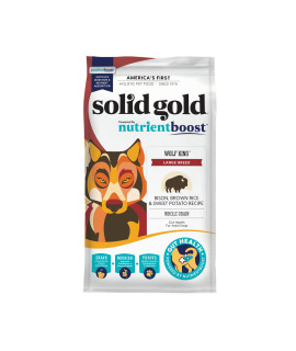 Solid Gold Nutrientboost Wolf King - Large Breed Dry Dog Food Whole Grain Kibble Made with Real Bison, Brown Rice & Sweet Potato - Omega 3, Superfood & Digestive Probiotics for Dogs - 11 LB Bag