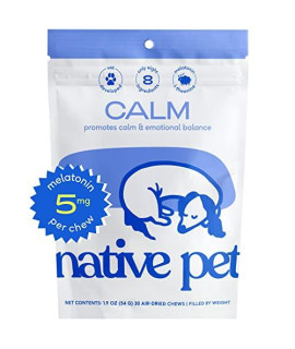 Native Pet Dog Calming Chews - Natural Calming Dog Treats Made with Melatonin for Dogs - Functional Dog Melatonin Chews with Real Chicken for Dogs Sleep Aid - Dog Anxiety Relief Treats - 30 Chews