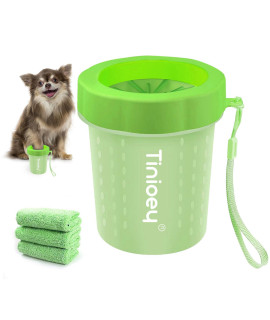 Dog Paw Cleaner for Small Dogs (with 3 Absorbent Towels), Dog Paw Washer, Paw Buddy Muddy Paw Cleaner, Pet Foot Cleaner (Small, Green)