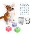 Goplemo Rechargeable Dog Buttons for Communication Starter Pack,Voice Recording Talk Buttons Set Funny Gifts for Training Pets Study Office Home 3 Counts 35 Stickers
