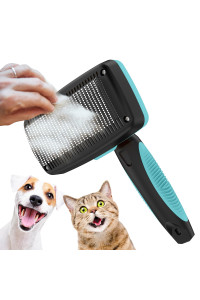 Crala Self-Cleaning Slicker Brush for Dogs & Cats, Grooming Combs for Short & Long-Haired Dogs, Cats, Rabbits & More - Gently Removes Loose Undercoat, Mats and Tangled Hair - LightSkyBlue
